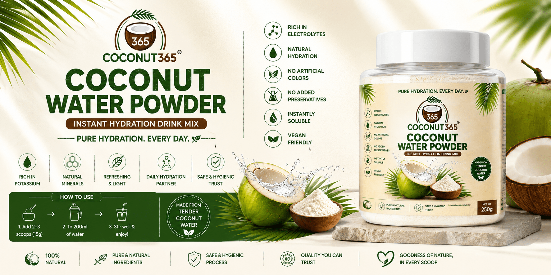 Coconut365 Pure Coconut Water Powder – 100% Natural Hydration - coconut
