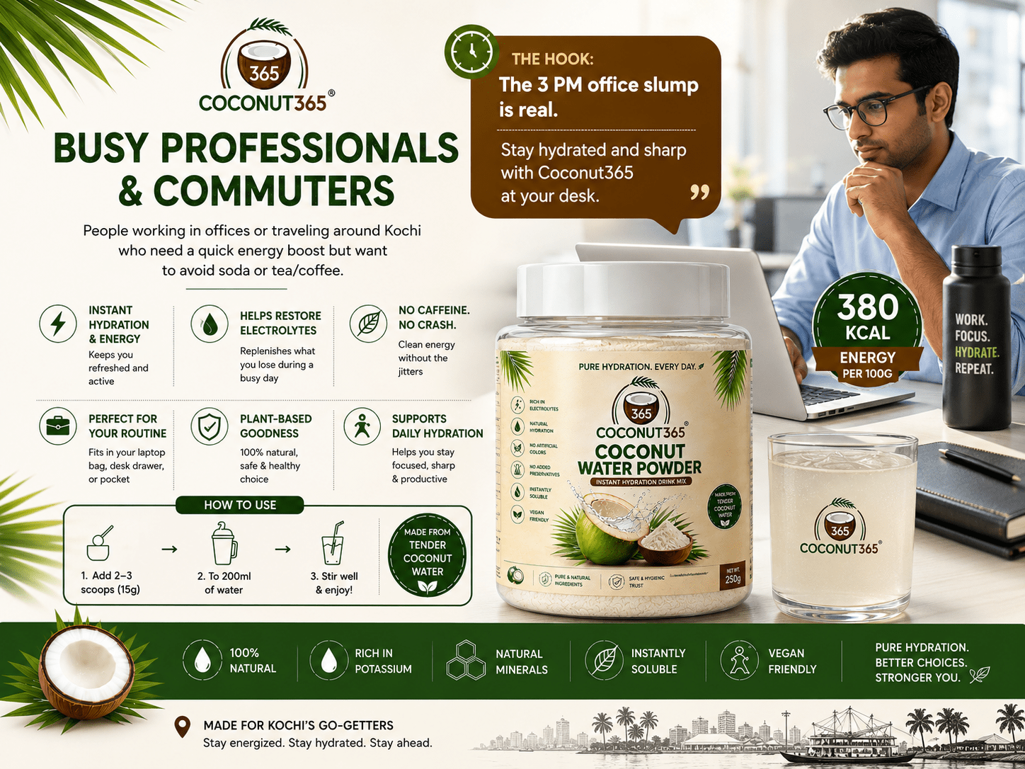 Coconut365 Pure Coconut Water Powder – 100% Natural Hydration - coconut